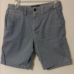 Light Blue AE Flat Front Casual Shorts with Belt Loops